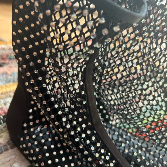 Zara Black Mesh Rhinestone Flats 39 like new - Picture 13 of 16